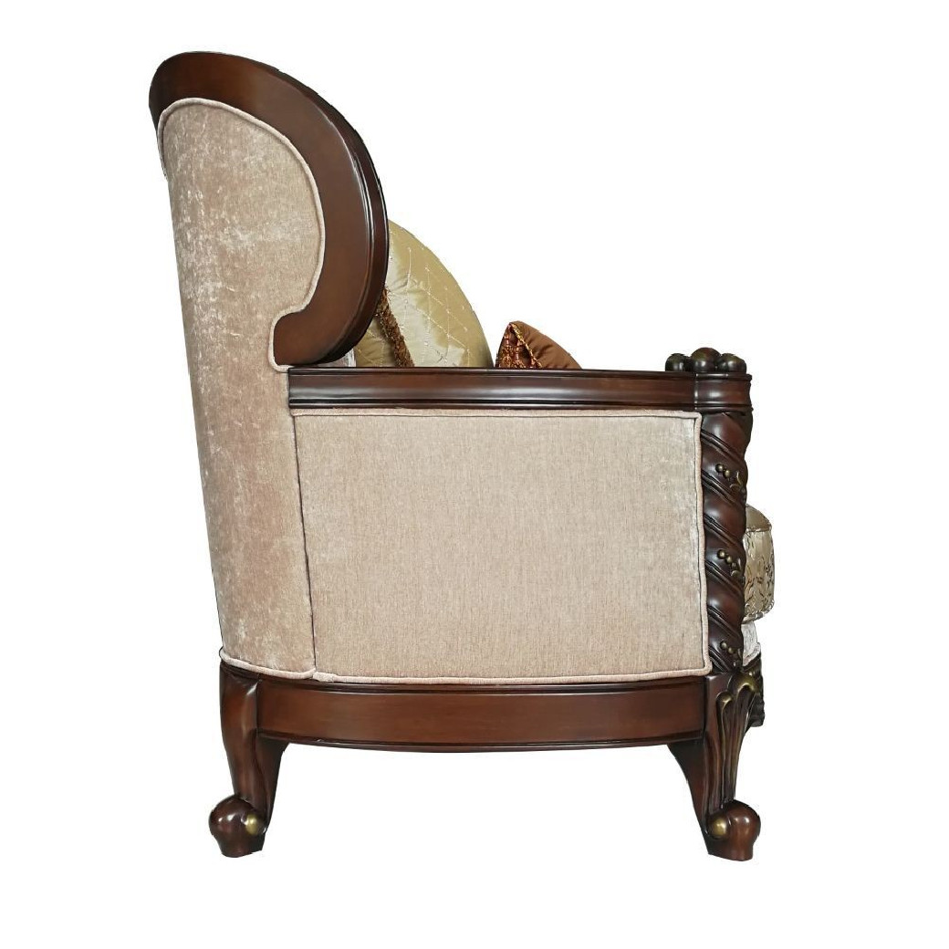 50687 Fabric Dark Walnut Finish Accent Chair Devayne Collection By Acme Furniture