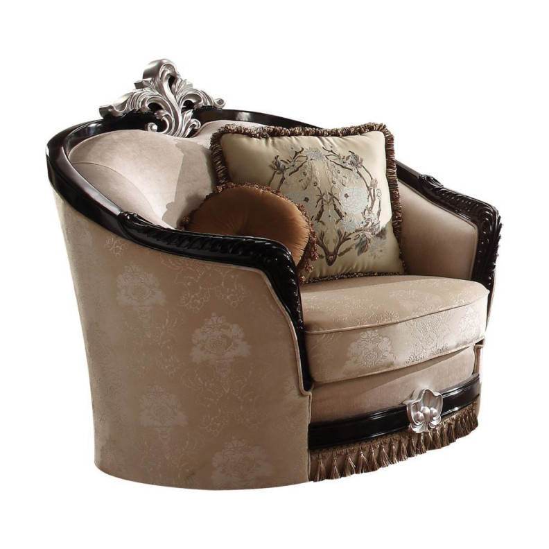 52112 Tan Fabric/ Black Finish Accent Chair Ernestine Collection by Acme Furniture