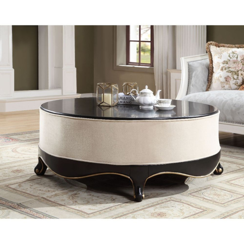 83945 Coffee Table Cream & Black Sheridan Collection By Acme Furniture