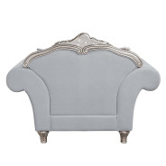 LV01114 Light Gray Linen & Platinum Finish Accent Chair Pelumi Collection By Acme Furniture