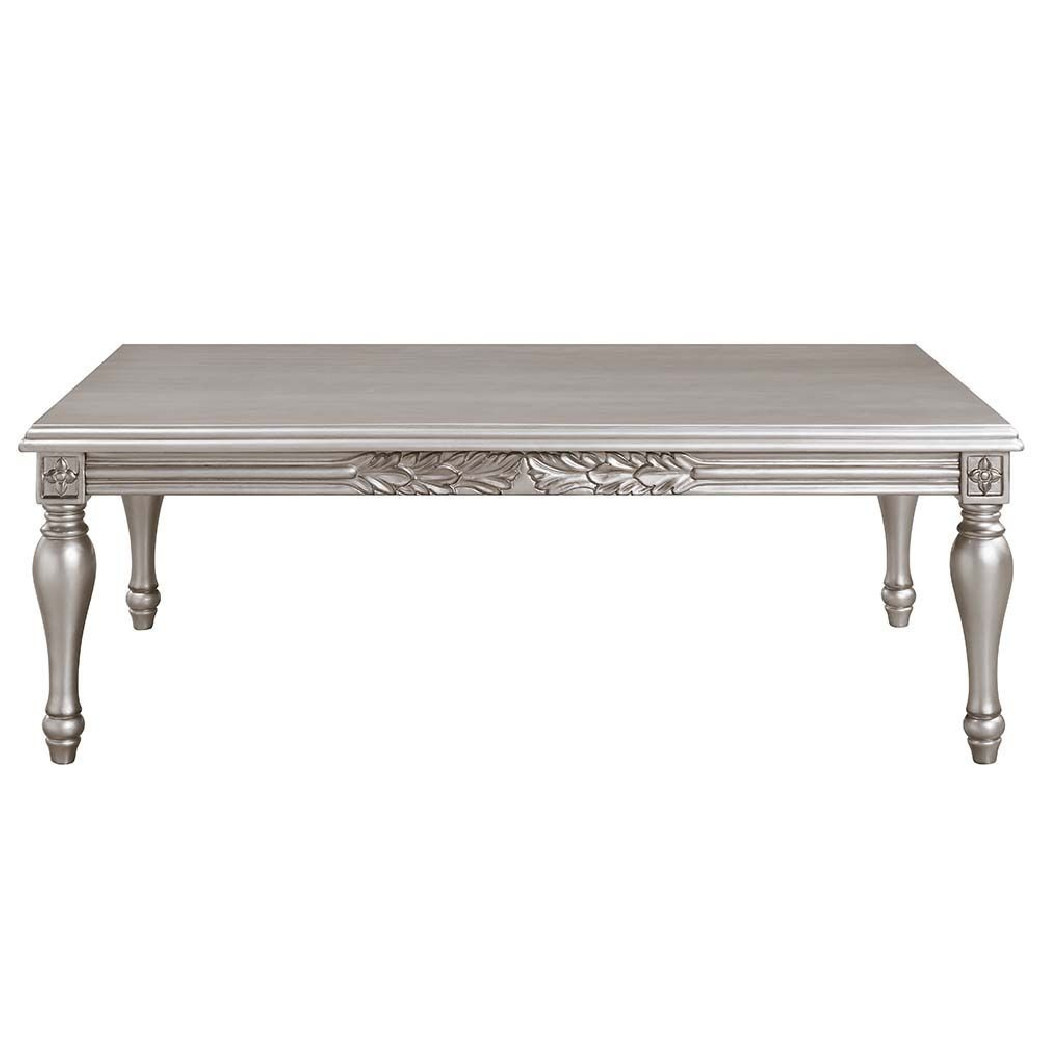 LV01115 Light Gray Linen & Platinum Finish Coffee Table Pelumi Collection By Acme Furniture