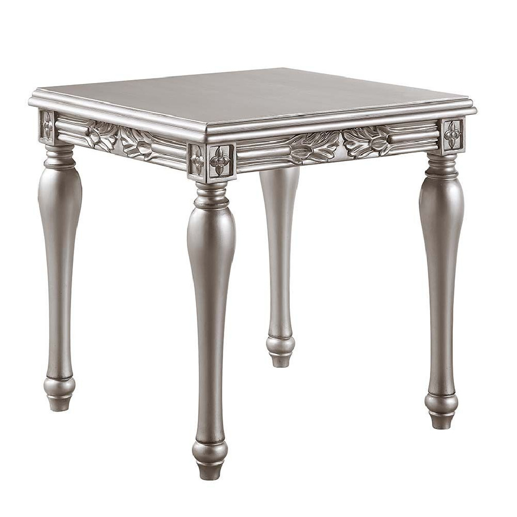 LV01115 Light Gray Linen & Platinum Finish Coffee Table Pelumi Collection By Acme Furniture
