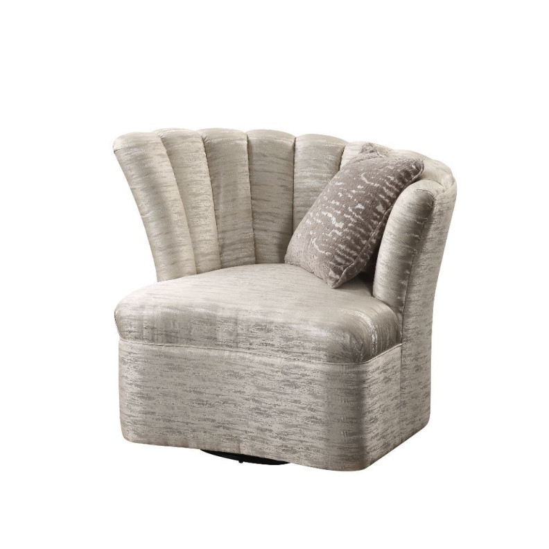 55307 Shimmering Pearl Fabric Swivel Chair Athalia Collection by Acme Furniture
