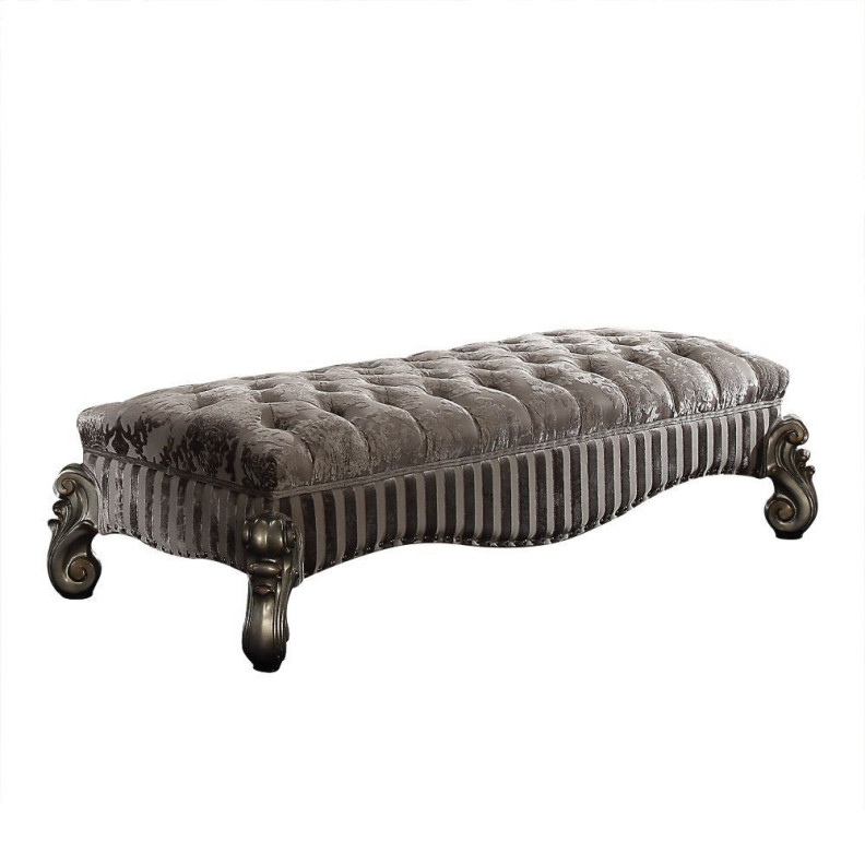 96820 Antique Platinum Finish Bench Versailles Collection By Acme Furniture
