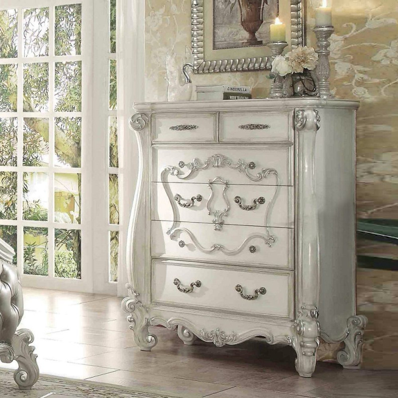 21136 Bone White Finish Chest Versailles Collection By Acme Furniture