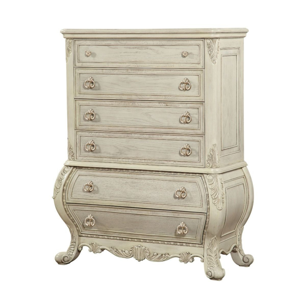 27016 Antique White Finish Chest Ragenardus Collection By Acme Furniture