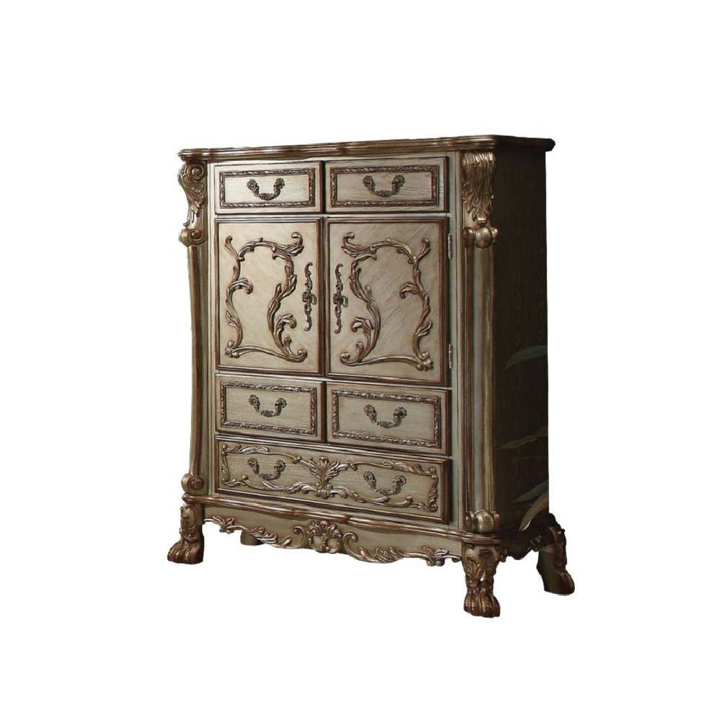 23160Q Bone PU / Gold Patina Finish Bedroom Acme Dresden Collection by Acme Furniture