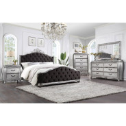 22140Q Fabric & Vintage Platinum Finish Bed Leonora Collection By Acme Furniture