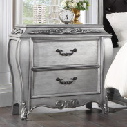 22140Q Fabric & Vintage Platinum Finish Bed Leonora Collection By Acme Furniture