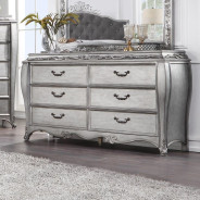 22140Q Fabric & Vintage Platinum Finish Bed Leonora Collection By Acme Furniture
