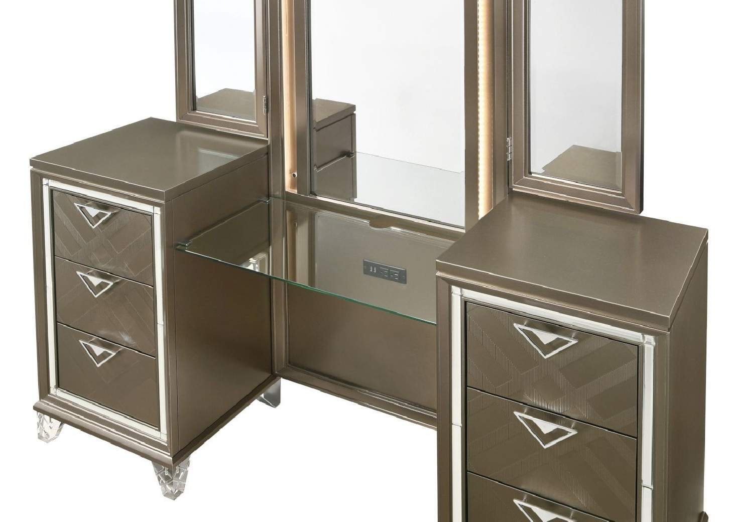 25327 Dark Champagne Finish Vanity & Mirror Skylar Collection By Acme Furniture