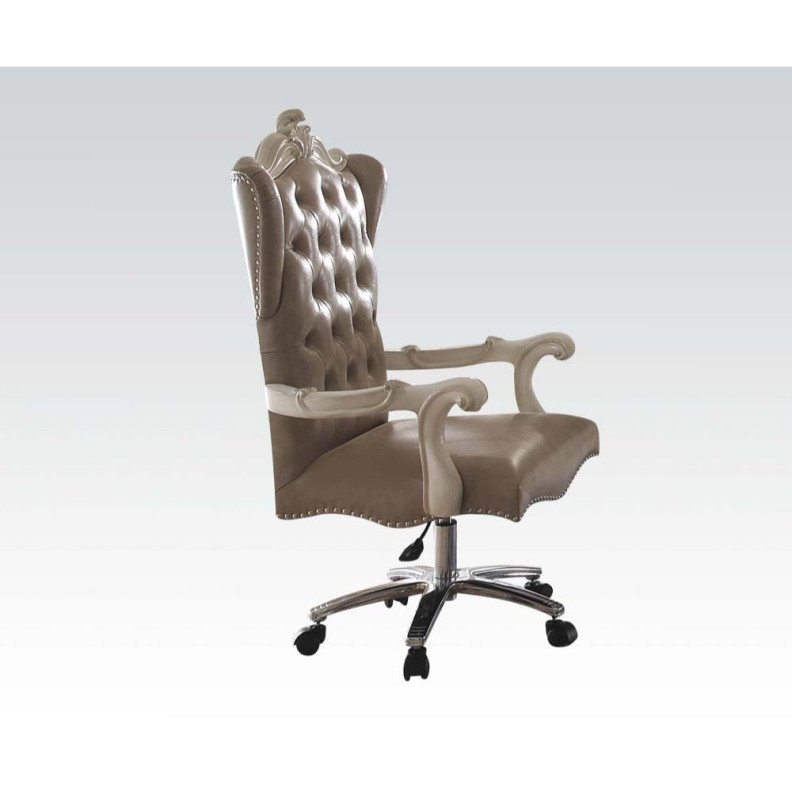 92277 Vintage Gray PU & Bone White Finish Desk Chair Versailles Collection By Acme Furniture