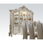 61130 7PC PU & Bone White Finish Dining Set Versailles Collection By Acme Furnitiure