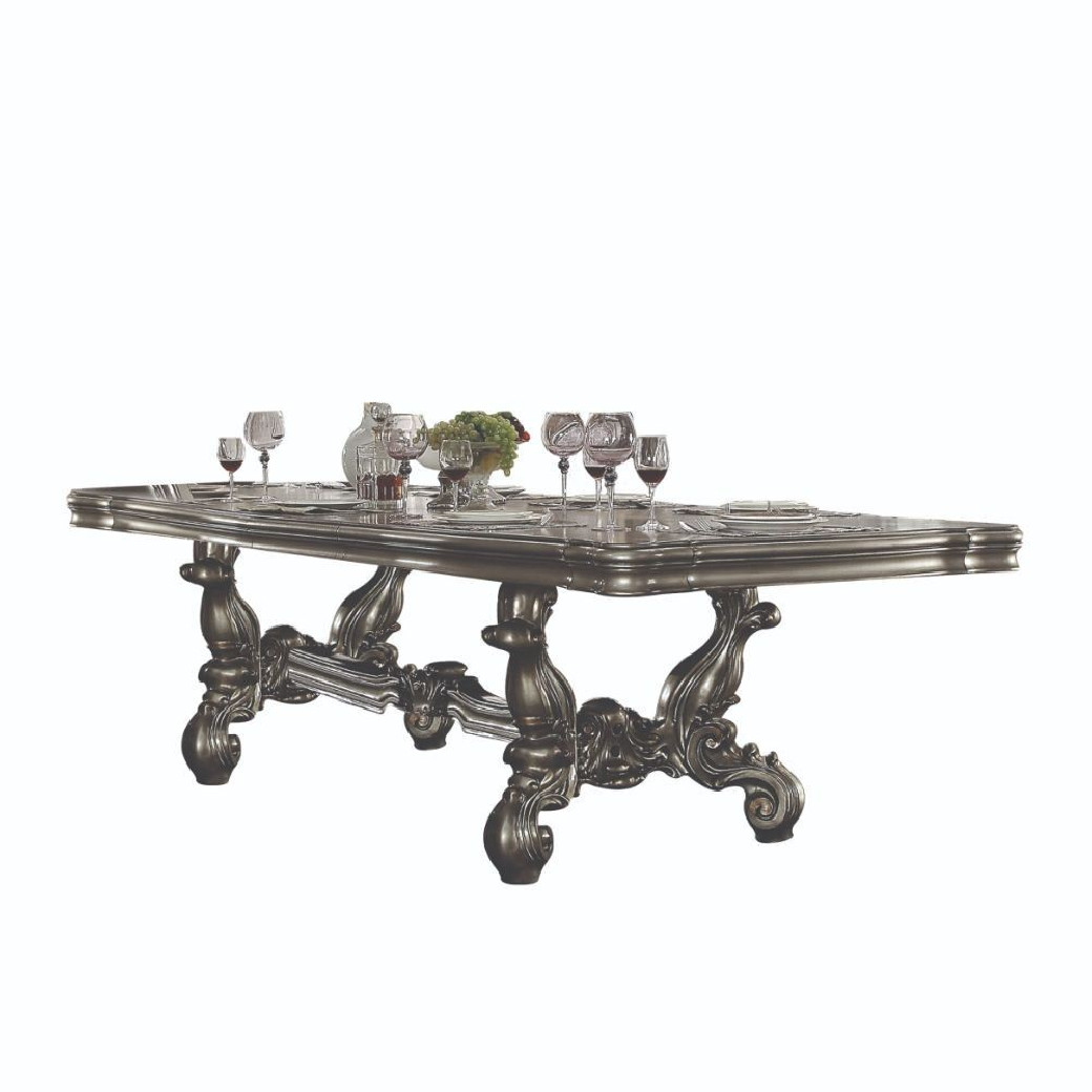 66830 Silver / Antique Platinum Finish Dining Set Versailles II Collection By Acme Furniture