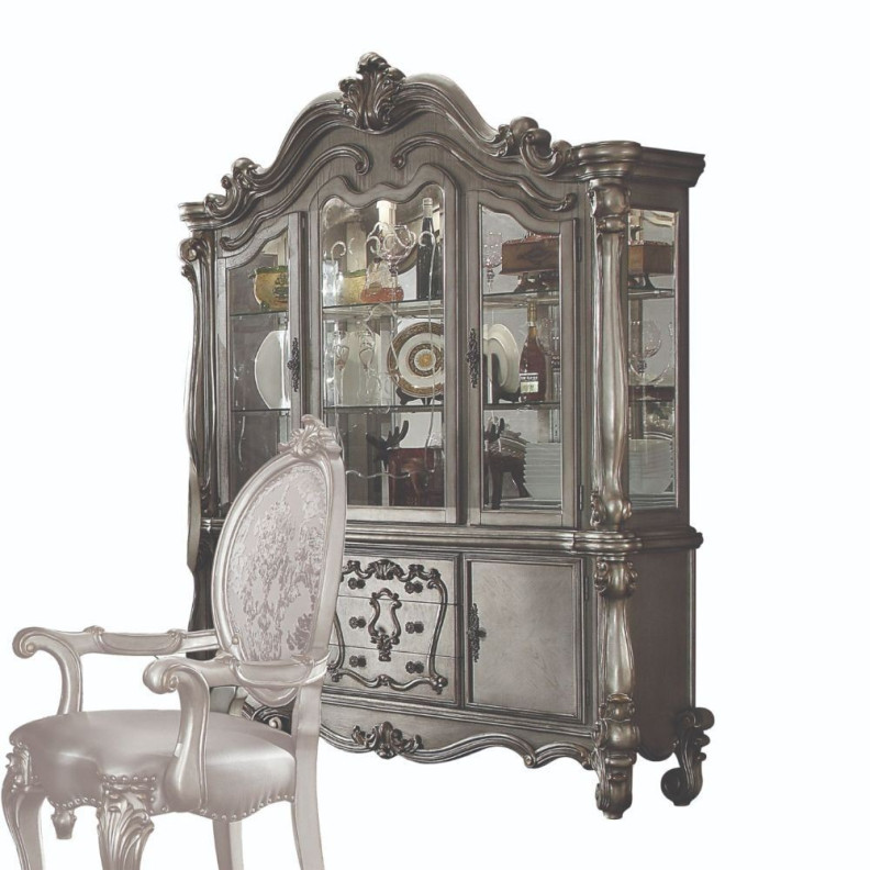 66824 Hutch & Buffet Antique Platinum Finish Versailles Collection By Acme Furniture