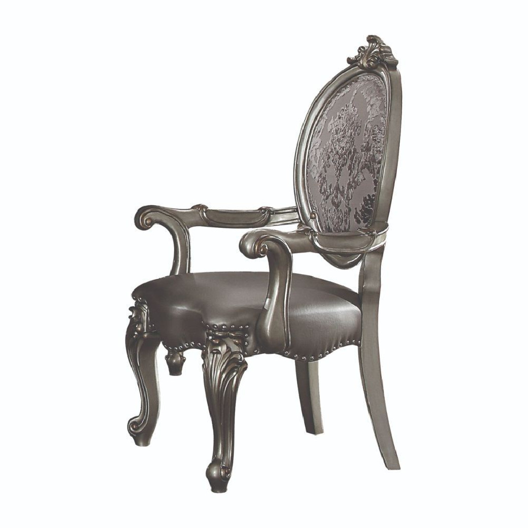 66820 7PC Dining Set Versailles Silver Antique Platinum Collection By Acme Furniture
