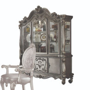 66820 7PC Dining Set Versailles Silver Antique Platinum Collection By Acme Furniture