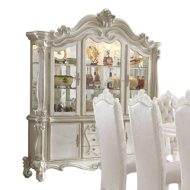 61134 Bone White Finish Hutch & Buffet Versailles Collection By Acme Furniture