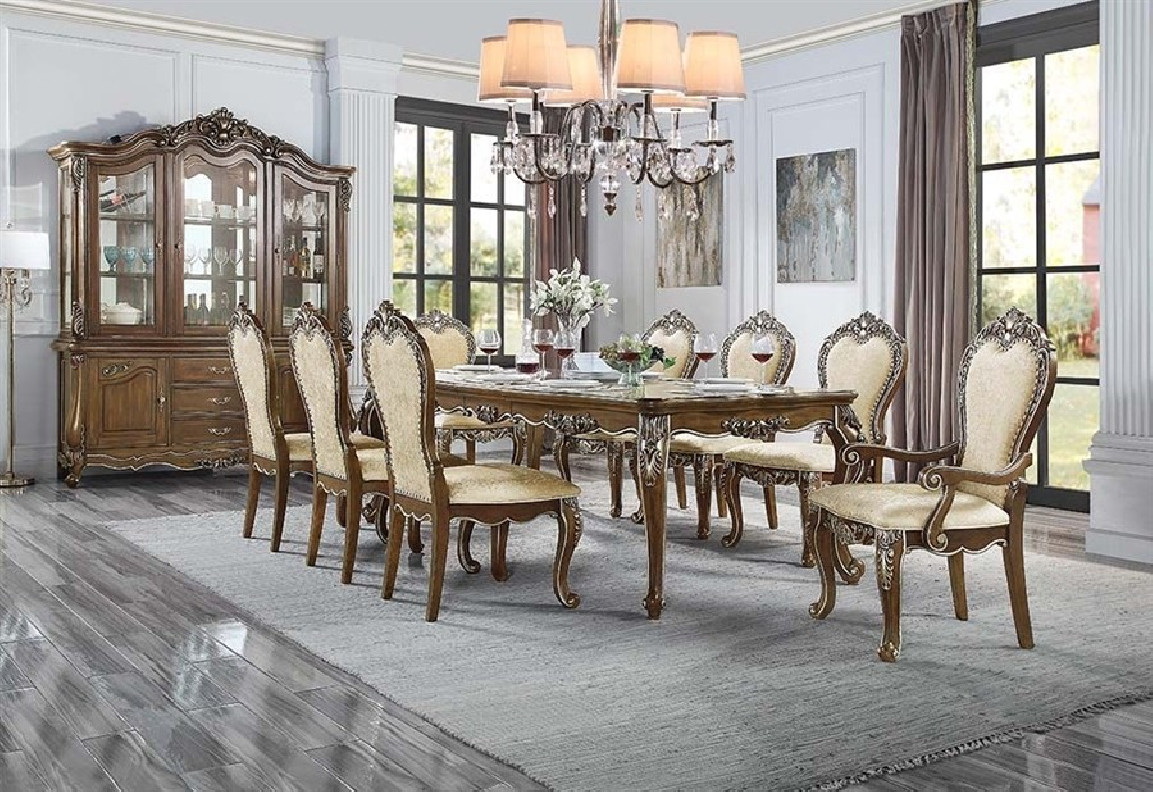 DN01356 Antique Oak Finish Leg Dining Table Latisha Collection By Acme Furniture