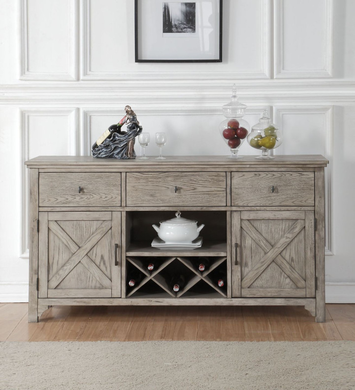 72864 Gray Oak Finish Server Rocky Collection By Acme Furniture