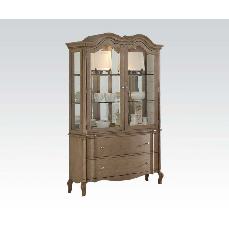 66054 Antique Taupe Finish Hutch & Buffet Chelmsford Collection By Acme Furniture
