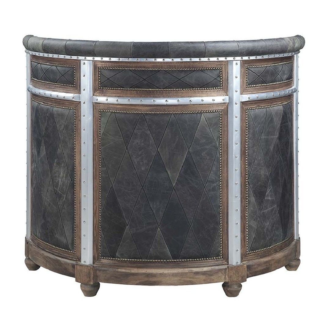 DN01019 Antique Ebony Top Grain Leather Bar Table Rahma Collection By Acme Furniture