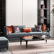 Mansion Sofa Azure Black La Francaise Collection By Michael Amini.LFR-FRSE816-AZR-805