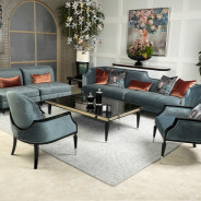 Mansion Sofa Azure Black La Francaise Collection By Michael Amini.LFR-FRSE816-AZR-805