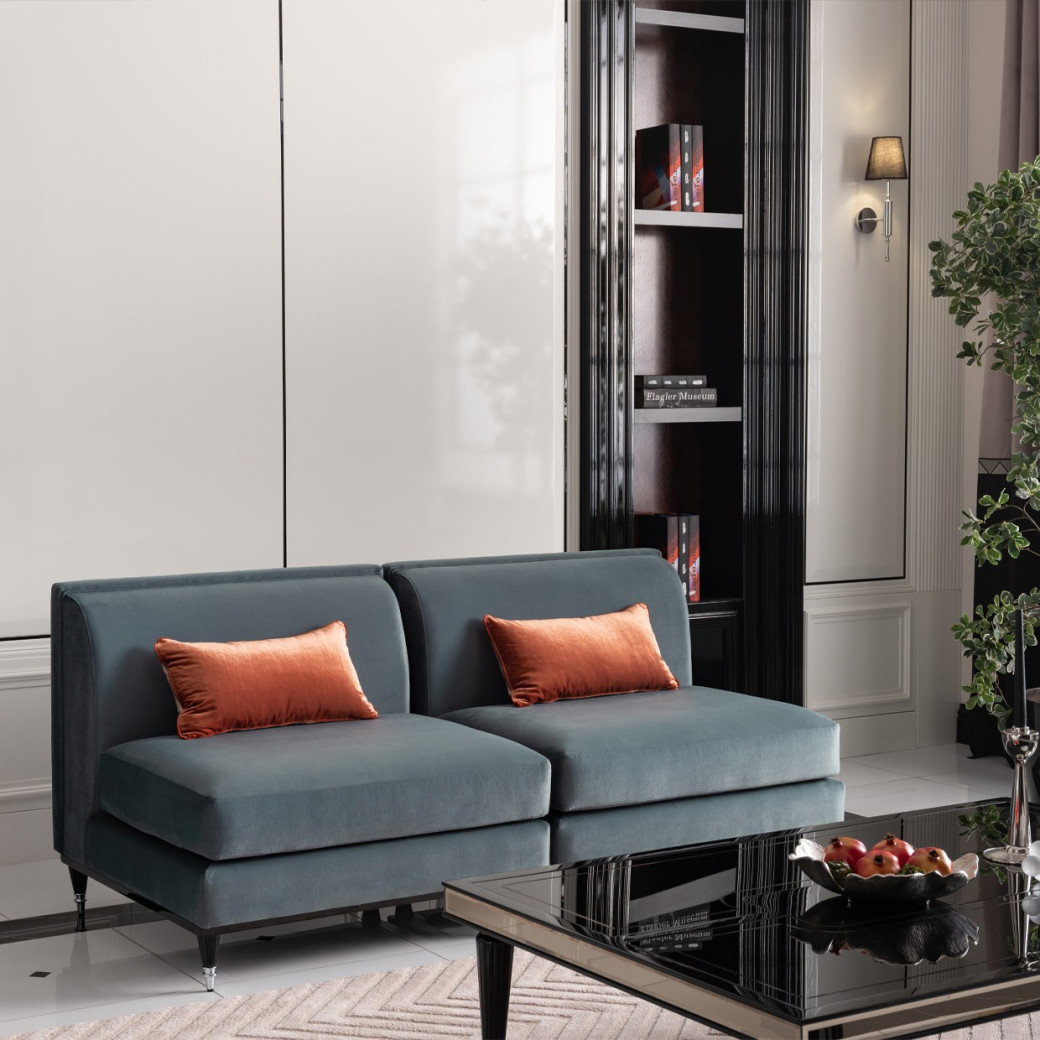 Armless Chair Azure Black La Francaise Collection By Michael Amini.LFR-FRSE830-AZR-805