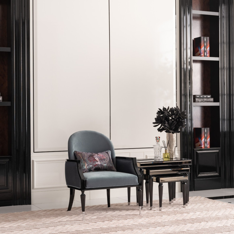Accent Chair Azure Black La Francaise Collection By Michael Amini.LFR-FRSE834-AZR-805