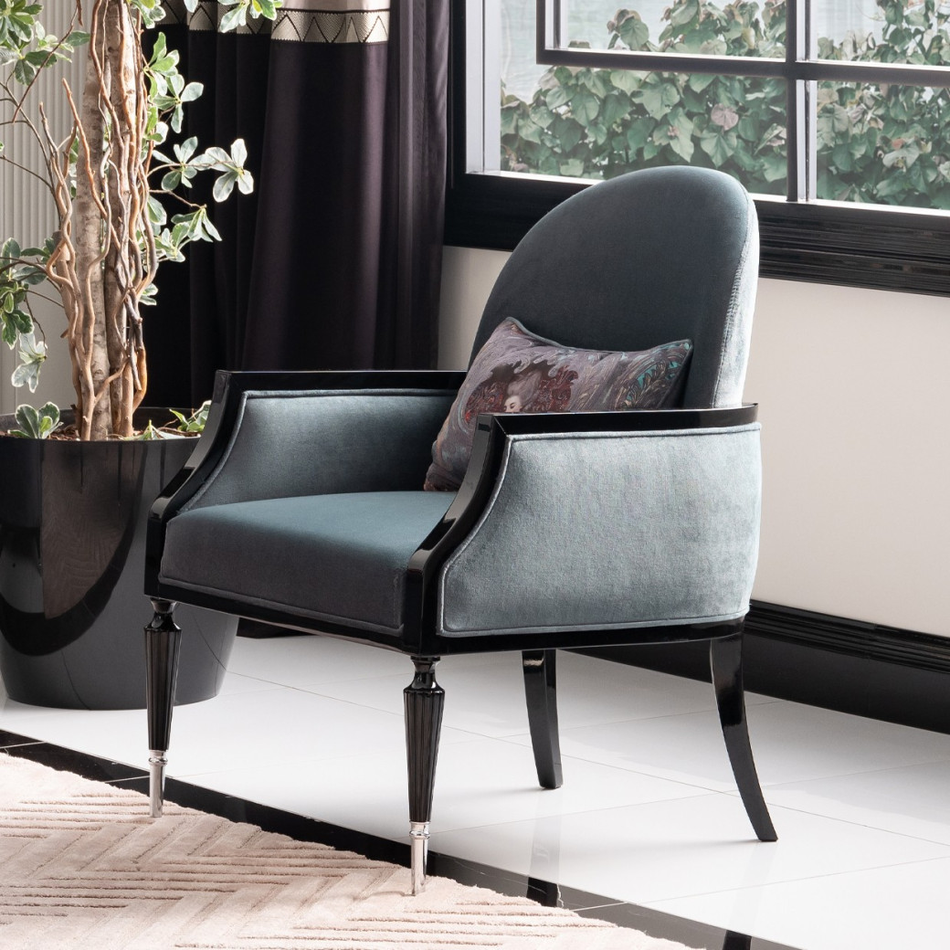 Accent Chair Azure Black La Francaise Collection By Michael Amini.LFR-FRSE834-AZR-805