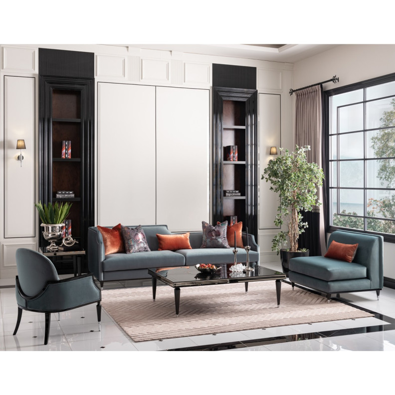 Mansion Sofa Azure Black La Francaise Collection By Michael Amini.LFR-FRSE816-AZR-805