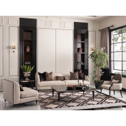 Mansion Sofa Cafe Black La Francaise Collection By Michael Amini.LFR-FRSE816-CAF-805