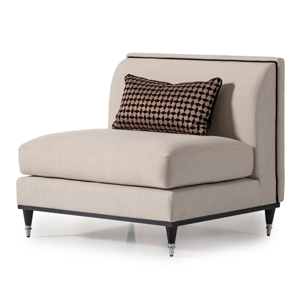 Armless Chair Cafe au Lait Black La Francaise Collection By Michael Amini .LFR-FRSE830-CAF-805