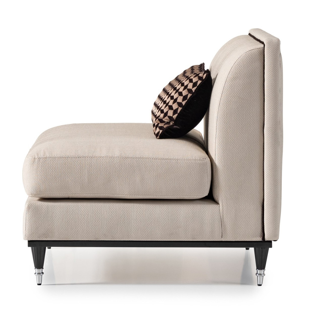 Armless Chair Cafe au Lait Black La Francaise Collection By Michael Amini .LFR-FRSE830-CAF-805