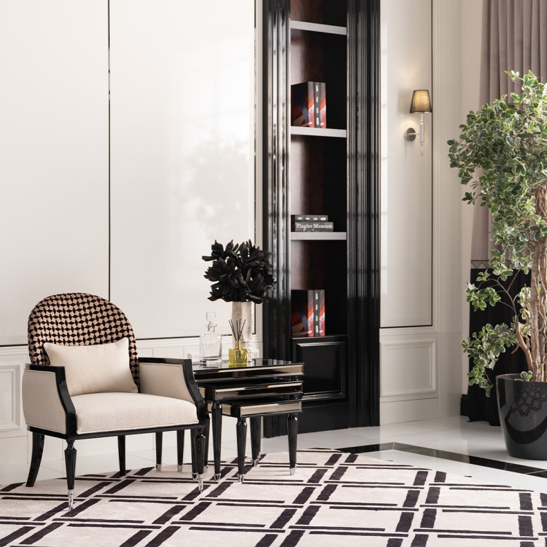 Accent Chair Cafe Black La Francaise Collection By Michael Amini.LFR-FRSE834-CAF-805