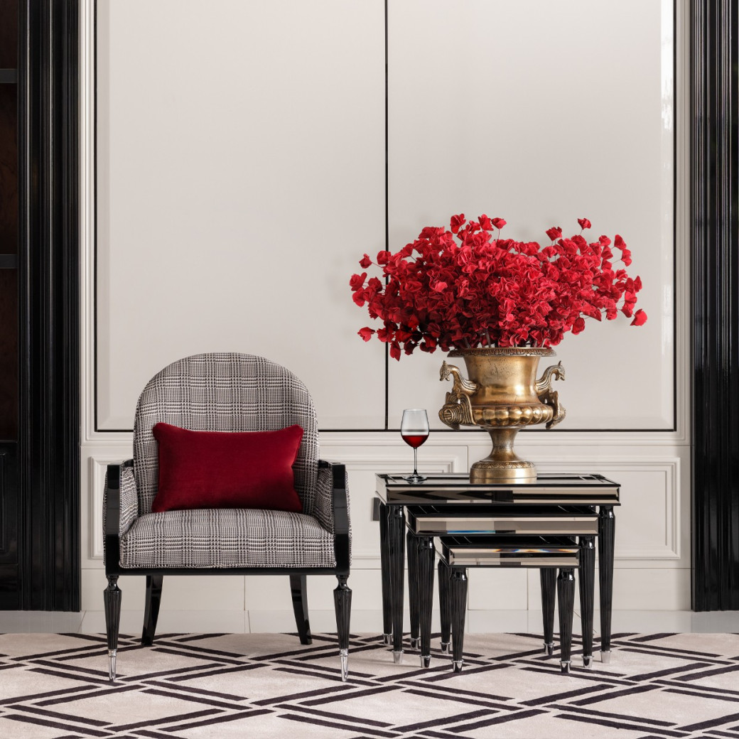 Accent Chair Domino Black La Francaise Collection By Michael Amini.LFR-FRSE834-DMO-805