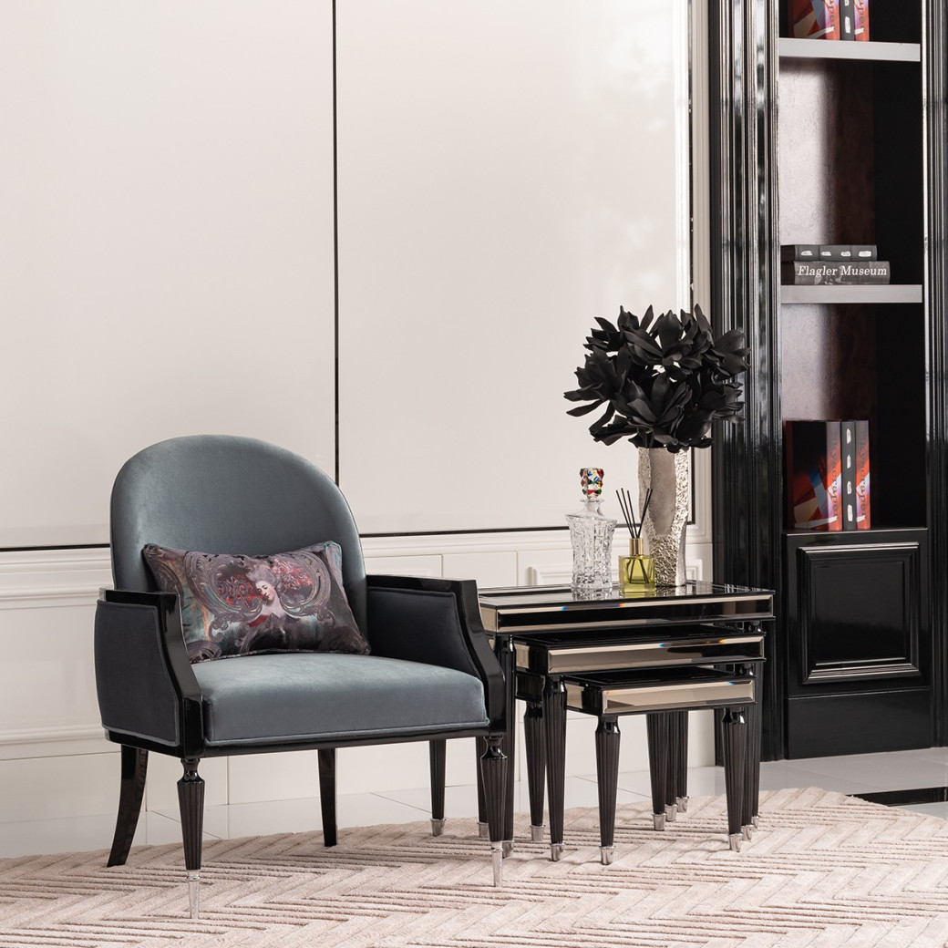 Nesting Tables Black Ice La Francise Collection By Michael Amini. LFR-FRSE224-805
