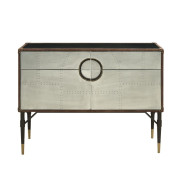90030 Urban Industrial Chic Top Grain Leather & Aluminum Console Table Brancaster Collection By Acme Furniture