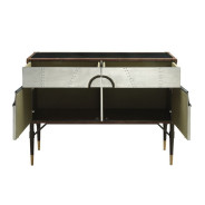 90030 Urban Industrial Chic Top Grain Leather & Aluminum Console Table Brancaster Collection By Acme Furniture