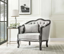 LV01163 Gray Linen & Dark Brown Finish Samael Chair By Acme Furniture