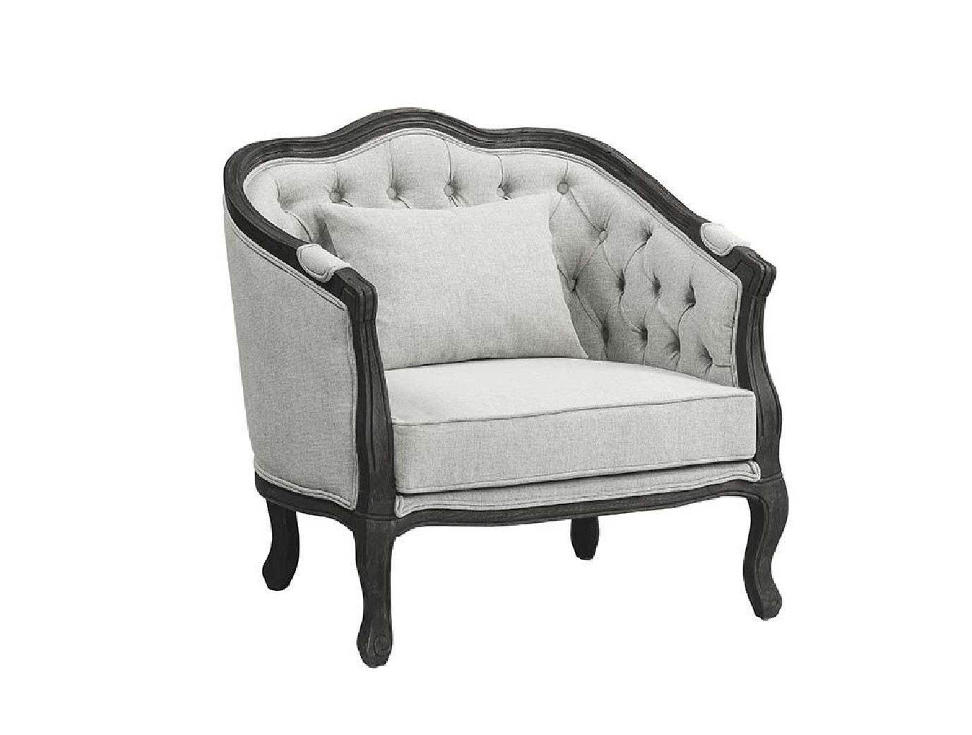 LV01163 Gray Linen & Dark Brown Finish Samael Chair By Acme Furniture