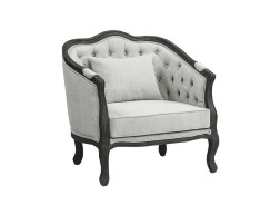 LV01163 Gray Linen & Dark Brown Finish Samael Chair By Acme Furniture