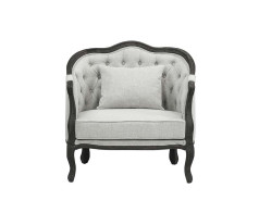 LV01163 Gray Linen & Dark Brown Finish Samael Chair By Acme Furniture