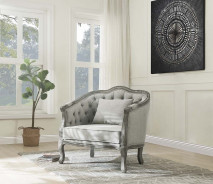 LV01163 Gray Linen & Gray Oak Finish Samael Chair By Acme Furniture