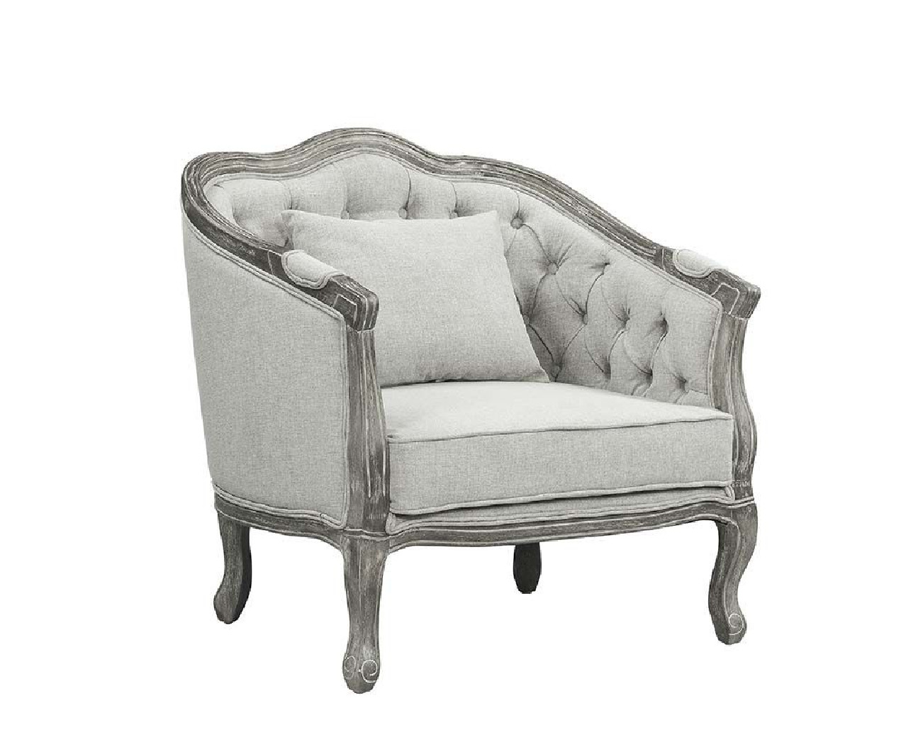 LV01163 Gray Linen & Gray Oak Finish Samael Chair By Acme Furniture