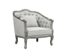 LV01163 Gray Linen & Gray Oak Finish Samael Chair By Acme Furniture