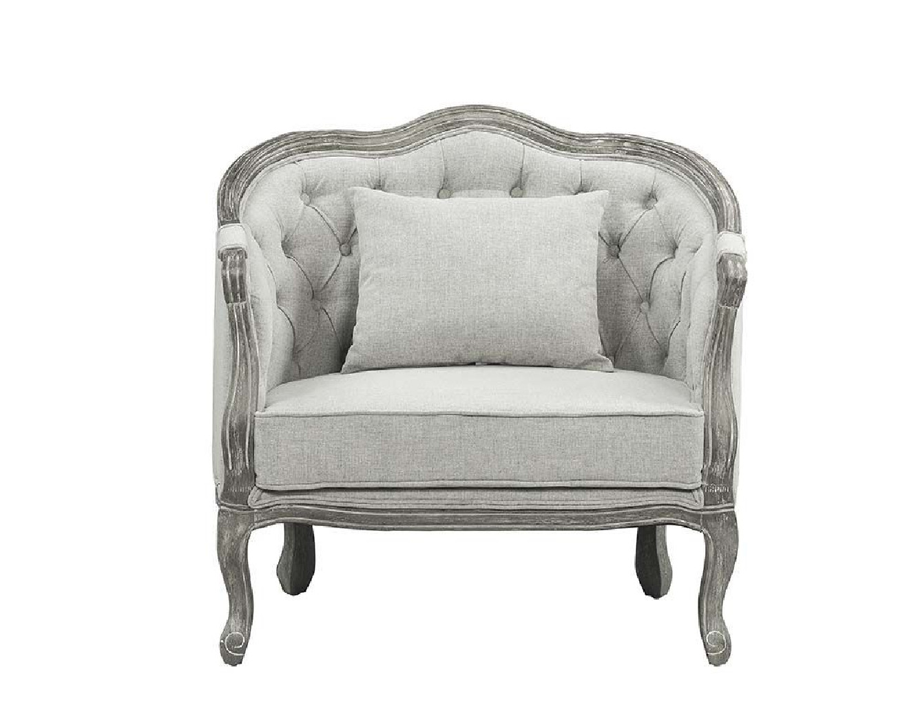LV01163 Gray Linen & Gray Oak Finish Samael Chair By Acme Furniture