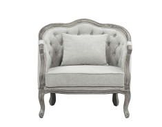 LV01163 Gray Linen & Gray Oak Finish Samael Chair By Acme Furniture