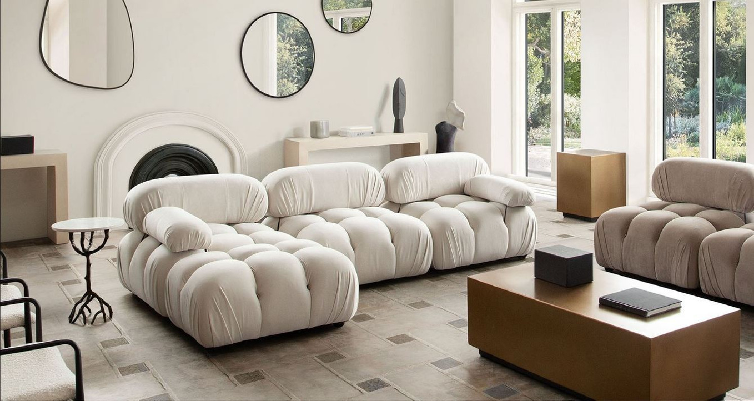 Paloma Collection 4PC Sectional Modern & Clean Design in light cream By Diamond Sofa